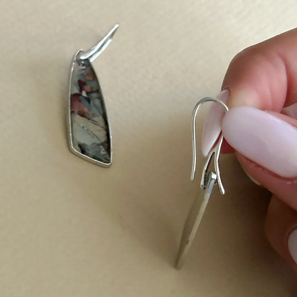 Free People Earthtone Mosaic Drop Earrings in Blue and Copper Hues - Picture 5 of 5